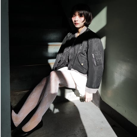 "Super Black" Very Shrink MA-1_Lavender Rib_no.0