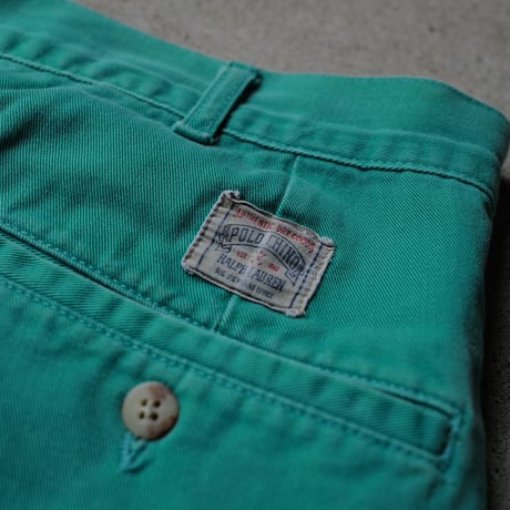 ［W36］Vintage Polo 2tuck Green Shorts_no.3