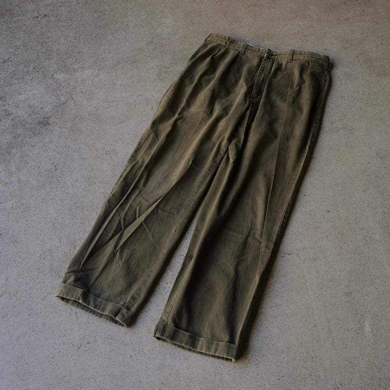 W37 L30] VINTAGE POLO CHINO 2tuck Pants_Milita