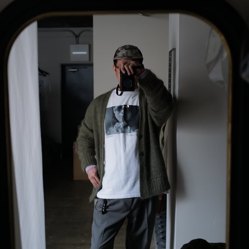 anytee kid mohair cardigan olive gray