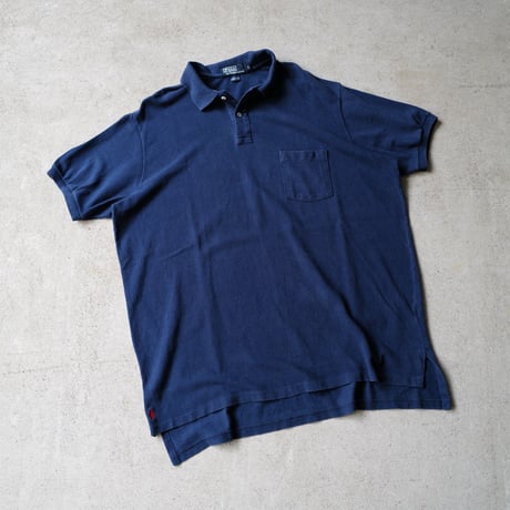 ［L］BIG POLO__MADE IN USA__80-90s vintage_navy