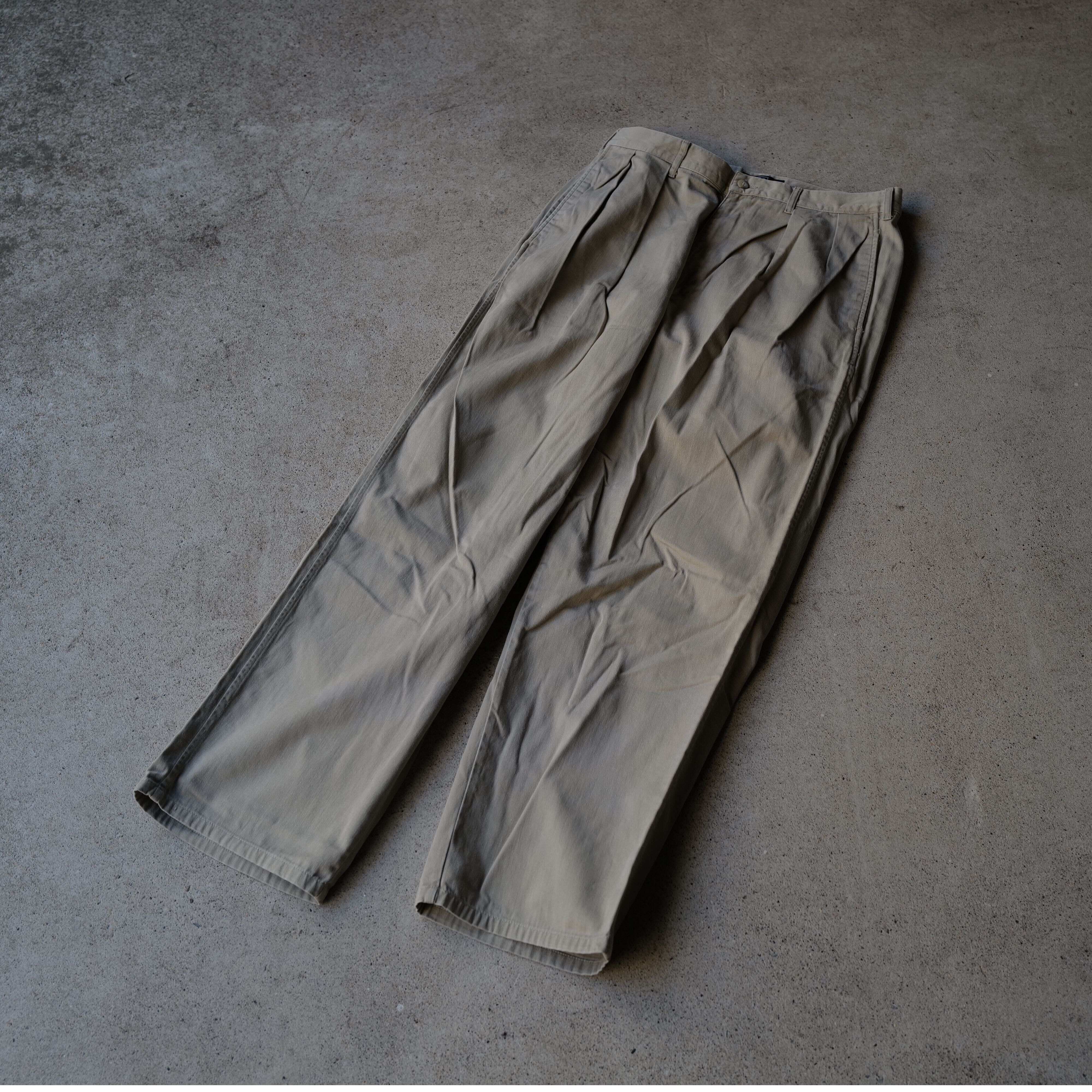 W34 L30] VINTAGE POLO CHINO 2tuck PANTS_Milita