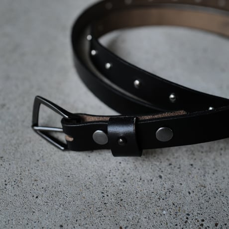 [anytee classics]  Narrow Long Belt_Black Black
