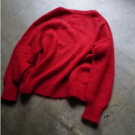 Kid Mohair Cardigan "CHAOS RED"