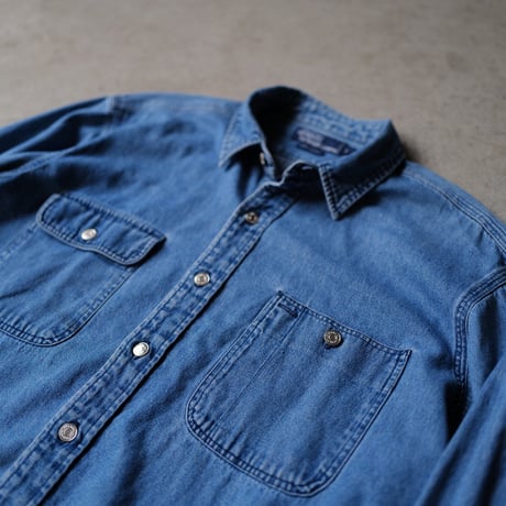 ［L］POLO Metal Button Denim SHIRTS_90s vintage