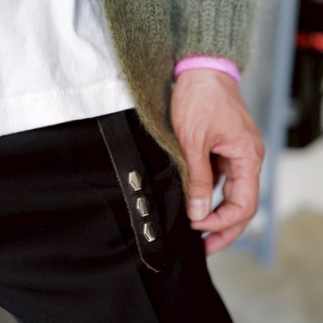 [anytee classics]  Narrow Long Belt_Black Black