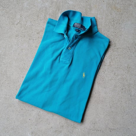［L］POLO SHIRT_MADE IN USA_80-90s vintage_mint blue