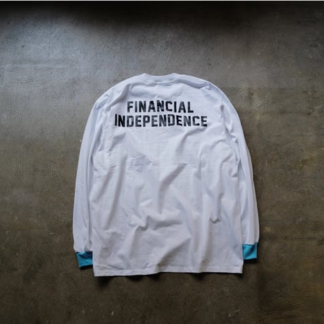 [anytee classics] Financial Independent Tee_White × Diamond Blue