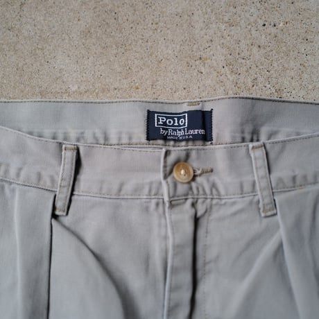 [W33] POLO CHINO SHORTS 2tuck_made in USA_80-90s vintage_no.8