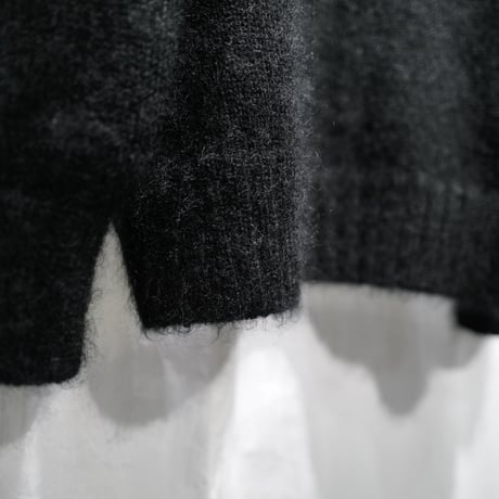 Kid Mohair Cardigan "Black Pink"