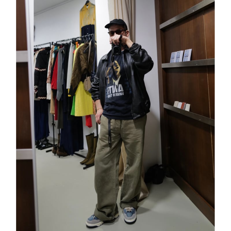 anytee classics] Narrow Long Belt_Black Black