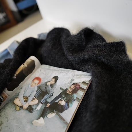 Kid Mohair Reversible Knit "Charcoal Black"
