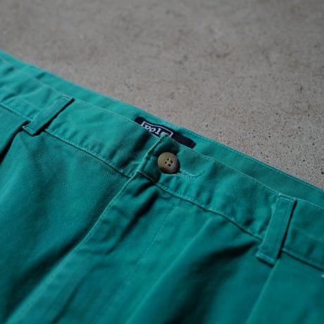 ［W38］Vintage Polo 2tuck Green Shorts_no.1