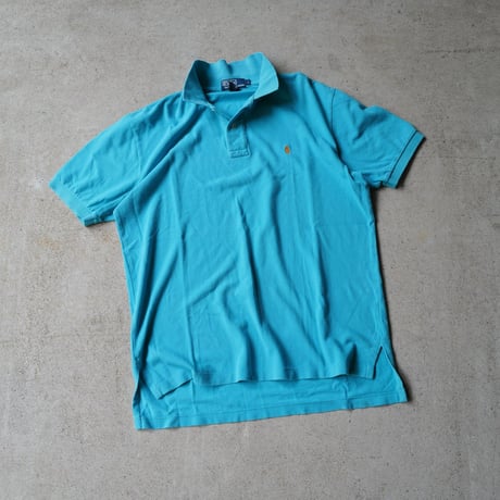 ［L］POLO SHIRT_MADE IN USA_80-90s vintage_mint blue