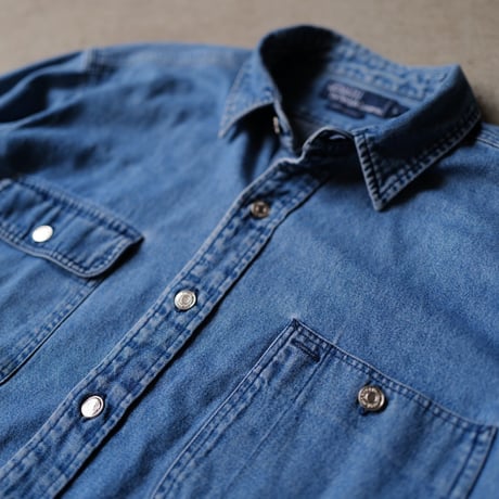 ［L］POLO Metal Button Denim SHIRTS_90s vintage