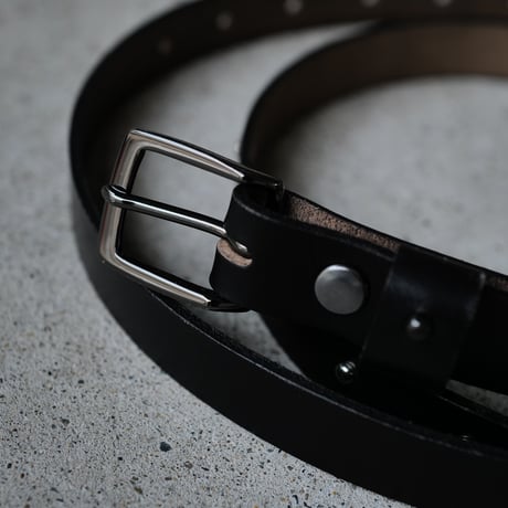 [anytee classics]  Narrow Long Belt_Black Black