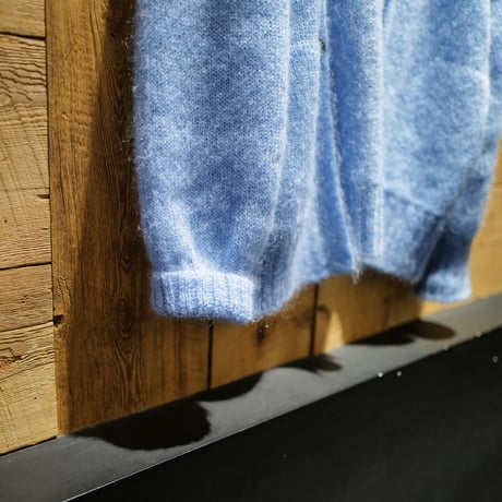 Kid Mohair Cardigan "Melting Snow Blue"
