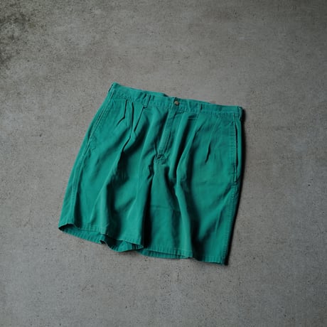 ［W36］Vintage Polo 2tuck Green Shorts_no.3
