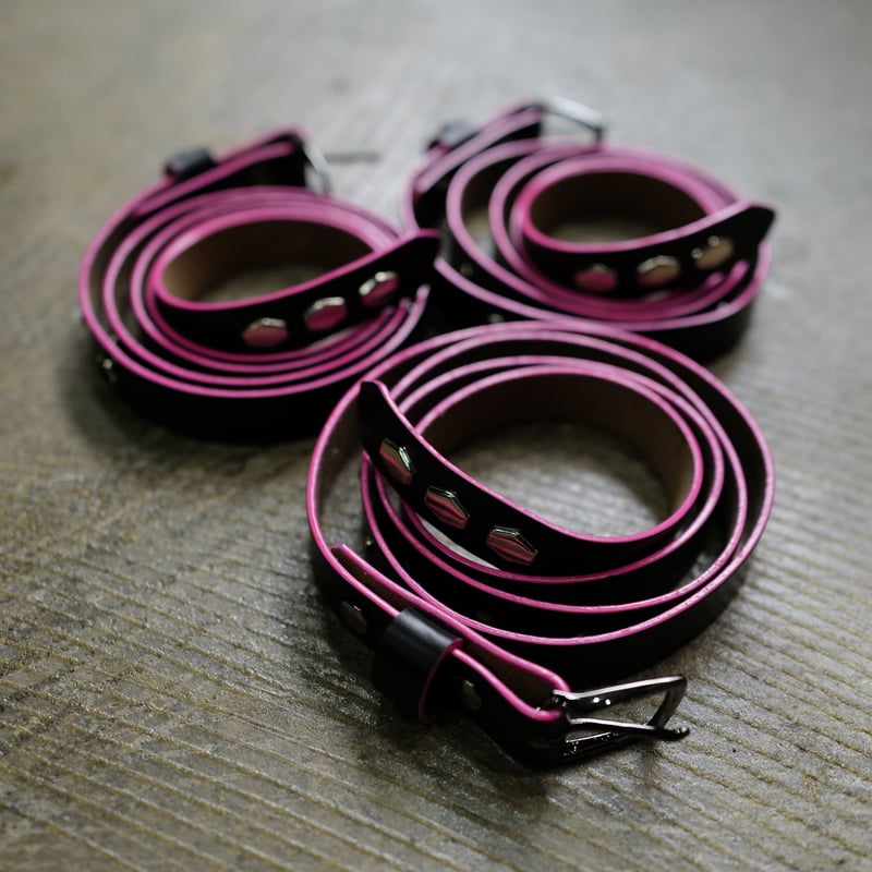 anytee classics] Narrow Long Belt_Black Pink
