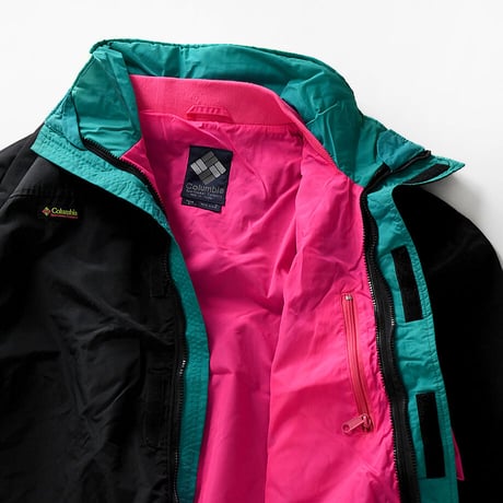 [L] Old Columbia 90s deadstock Black × Mint × Pink