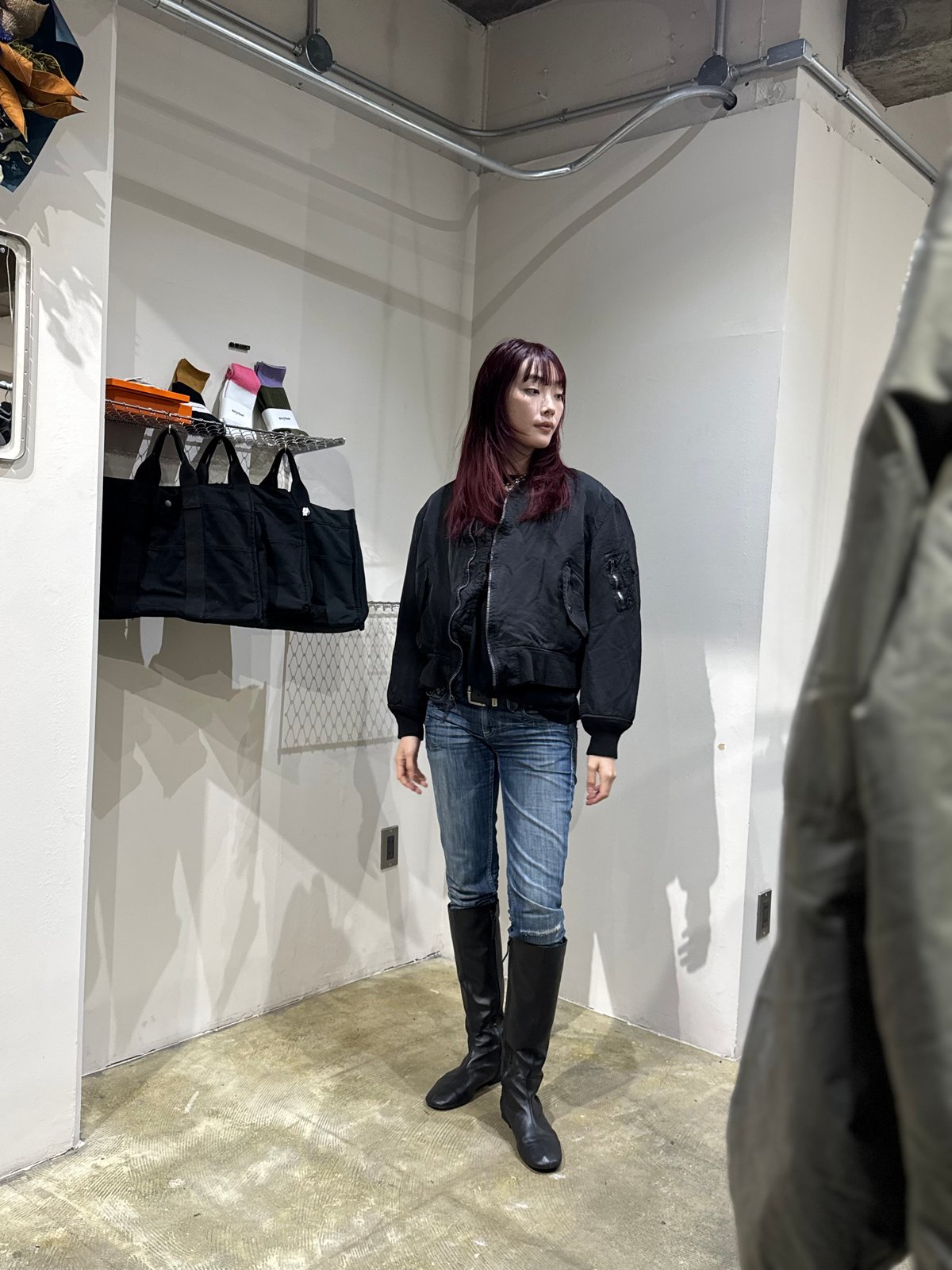 ジャケット・アウター Super Black\" Shrink MA-1_BlackRib anytee Super Black