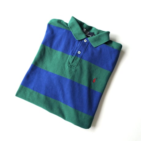 ［L］POLO SHIRT_MADE IN USA_80-90s vintage_light green / blue