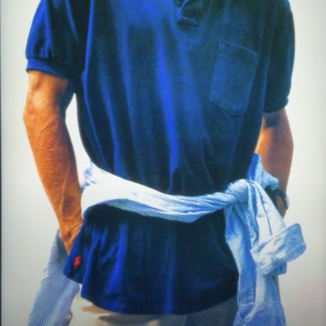 ［L］BIG POLO__MADE IN USA__80-90s vintage_navy