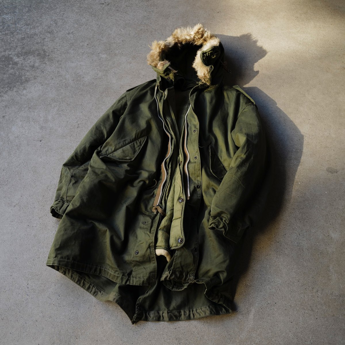 米軍実物 m1951パーカシェル large ブラスZIP綿ナイロンoxford M］m51