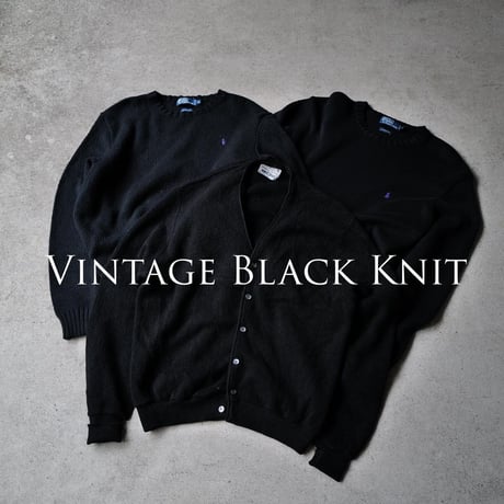 ［XL］Vintage Polo Cotton Knit_Black