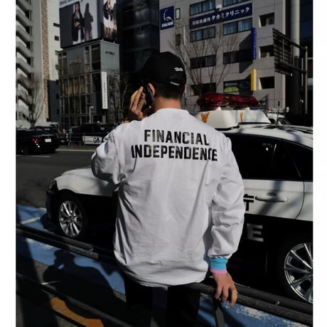 [anytee classics] Financial Independent Tee_White × Diamond Blue