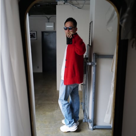 Kid Mohair Cardigan "CHAOS RED"