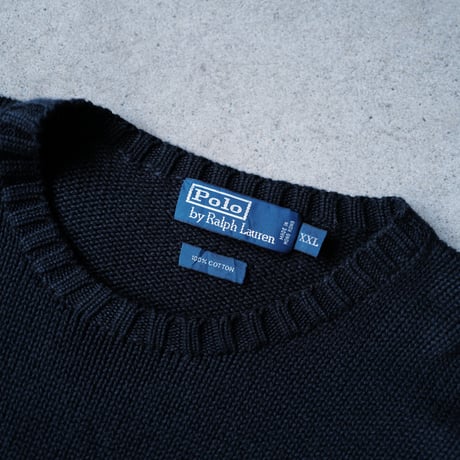 ［XXL］Vintage Polo Cotton Knit_Black
