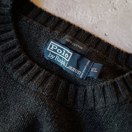 ［XL］Vintage Polo Cotton Knit_Dark Gray_90s
