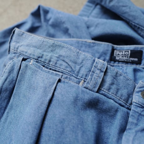 [W35 L32] POLO Chambray Cargo pants_MADE IN USA_80-90s vintage_no.1