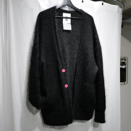Kid Mohair Cardigan "Black Pink"