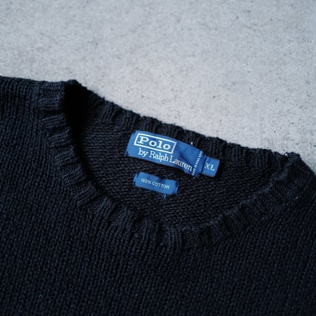 ［XL］Vintage Polo Cotton Knit_Black