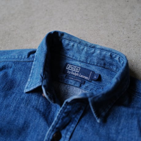 ［L］POLO Metal Button Denim SHIRTS_90s vintage
