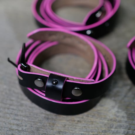 [anytee classics]  Narrow Long Belt_Black Pink