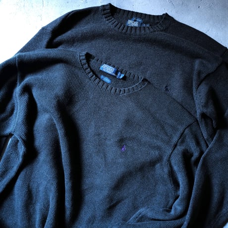 ［XL］Vintage Polo Cotton Knit_Dark Gray_90s