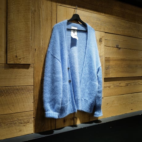 Kid Mohair Cardigan "Melting Snow Blue"