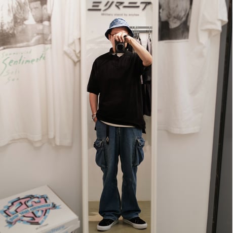 ［White Button］Super Black_VINTAGE POLO SHIRT_made in USA