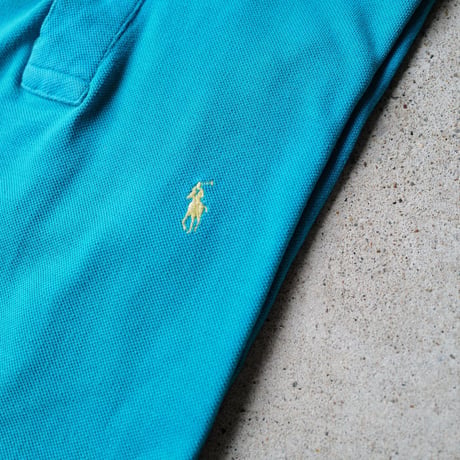 ［L］POLO SHIRT_MADE IN USA_80-90s vintage_mint blue