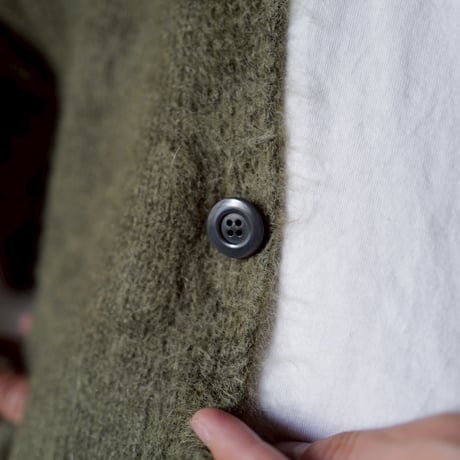 Kid Mohair Cardigan "Olive Gray"