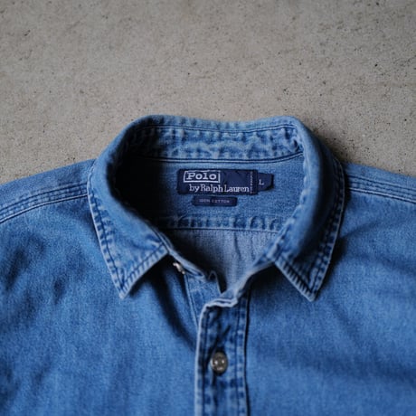 ［L］POLO Metal Button Denim SHIRTS_90s vintage
