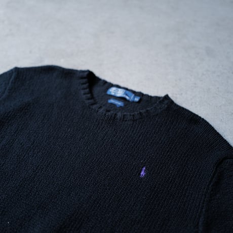 ［XL］Vintage Polo Cotton Knit_Black