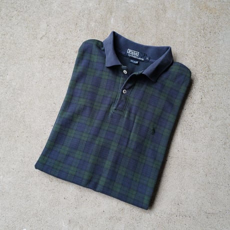 ［L］POLO SHIRT_MADE IN USA_80-90s vintage_green/navy
