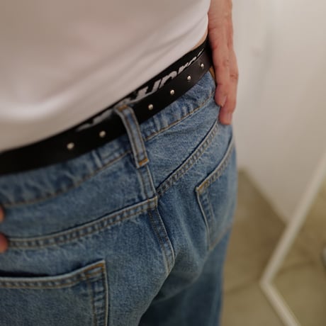 [anytee classics]  Narrow Long Belt_Black Black