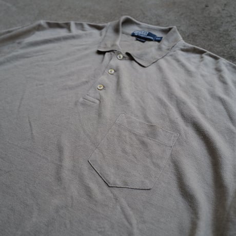 ［XXL］POLO SHIRT_MADE IN HONG KONG_90s vintage_COYOTE_no.1