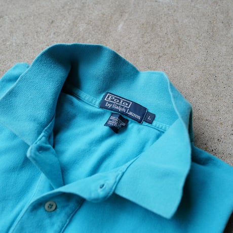 ［L］POLO SHIRT_MADE IN USA_80-90s vintage_mint blue