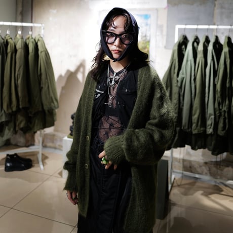 Kid Mohair Cardigan "Military Green"